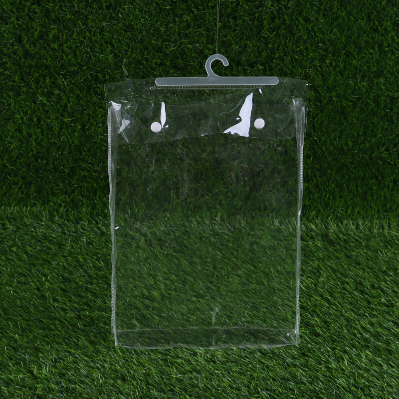 Factory Wholesale Pvc Snap Packaging Bag Fully Transparent Wardrobe Moisture-Proof Agent Storage Bag with Hook Can Be Printed with Logo