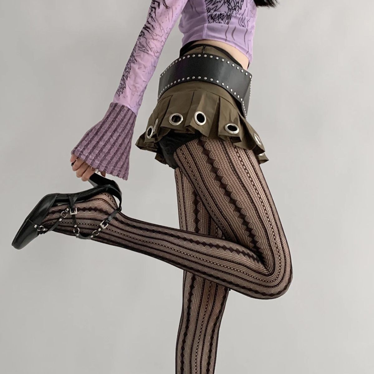 Picture of Trendy Sexy Jacquard Fishnet Stockings, Erotic Sheer Stockings, Hollow-Out Fishnet Pantyhose, Various Styles in Stock, Versatile
