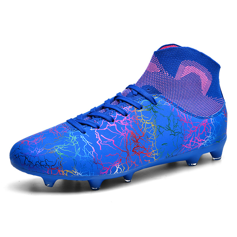 Cross-border high-top mandarin duck football shoes AG long nail round nail adult male and female student training shoes artificial flat sneaker male