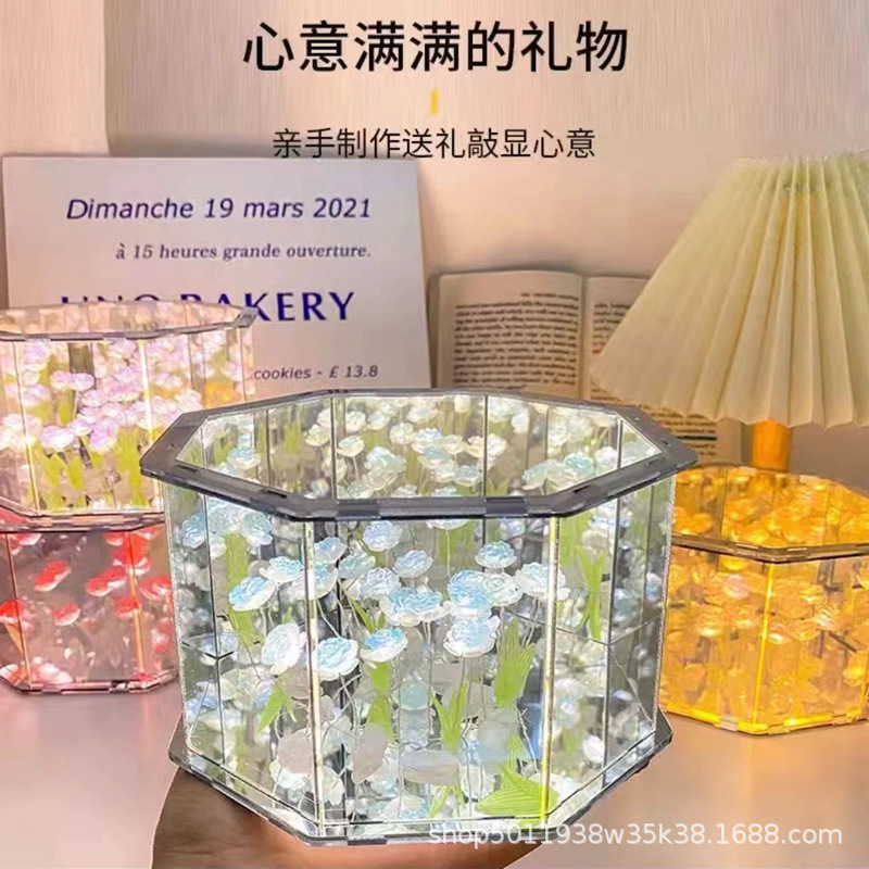 Handmade DIY octagonal rose tulip flower sea night light creative send girlfriends send girlfriend 520 birthday gift