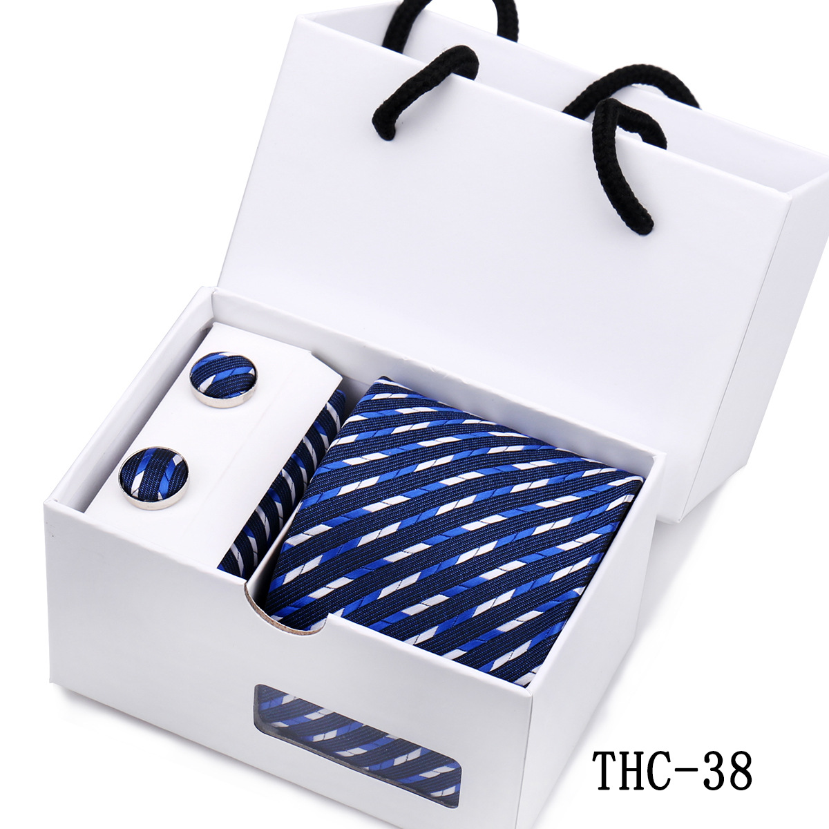 Picture of Men's Tie High Sense Gift Box 3 Pieces suit Business Dress Wedding Plaid Red Black Long Tie Shengzhou