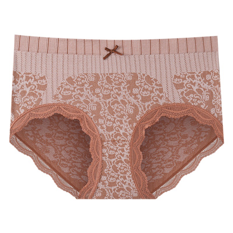 Women's Underwear Graphene Bacteriostatic Mid-Waist Naked Lace Seamless Soft and Comfortable Large Size Belly Trip