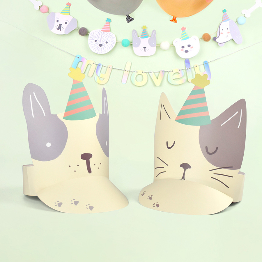 Pet party outdoor party decoration atmosphere cute dog cat folding adjustable size hat 10 px/bag