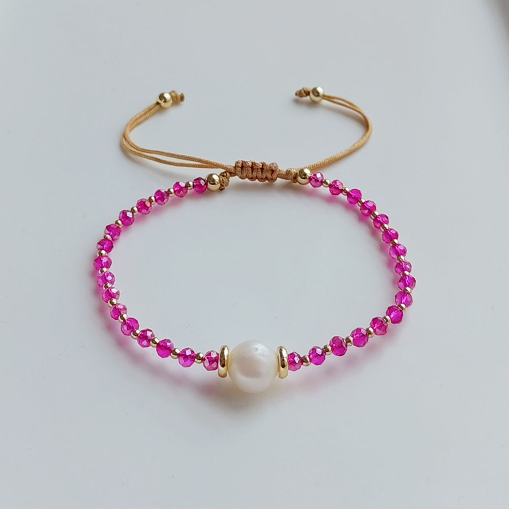 Picture of Ins Style Fashionable Handmade Beaded Facet Crystal Bracelet All-match Natural Freshwater Pearl Bracelet Women's European and American Cross-border Bracelet