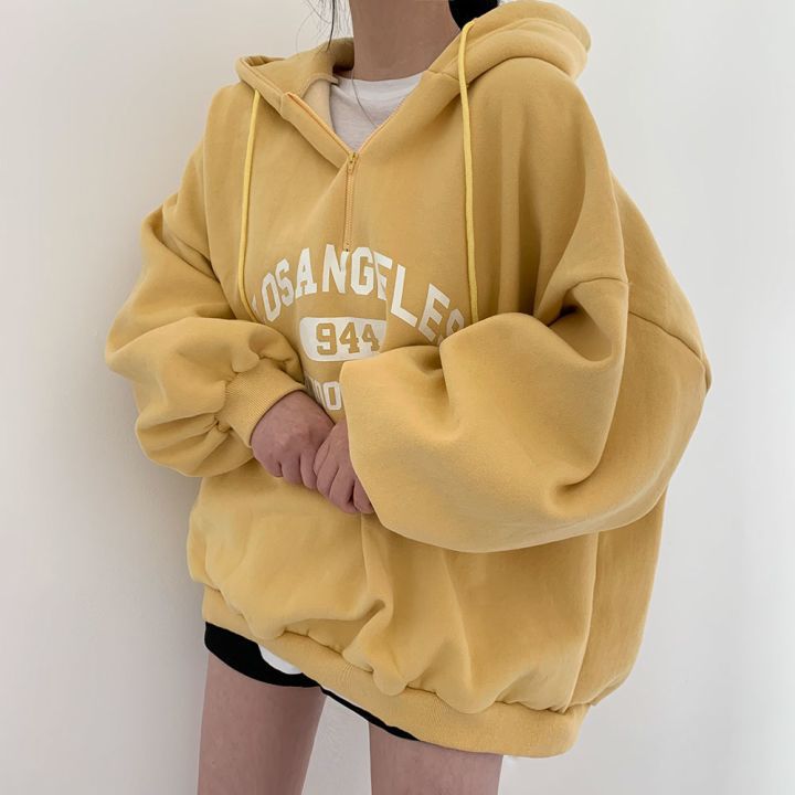 Picture of Zipper Sweater Women's Hooded Autumn 2022 New Women's Loose Autumn Winter Thickened Plus Velvet Jacket Large Size Top