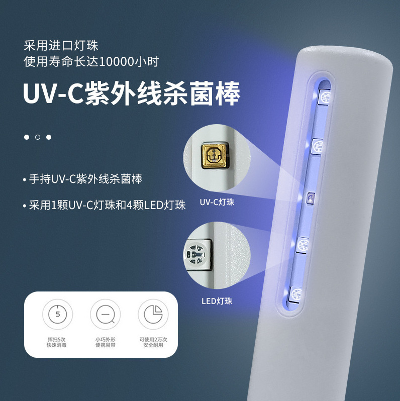 Picture of Ultraviolet Disinfection Lamp Portable Uvc Ultraviolet Germicidal Lamp Handheld Household Commercial Led Kindergarten Sterilization Lamp