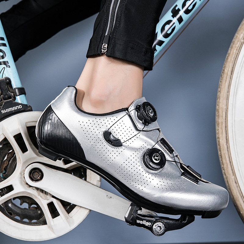 Picture of New Style Cycling Shoes with Lock Double Buckle Lock Shoes for Men and Women Road Bike Booster Shoes Hard Sole Mountain Bike Rubber Sole