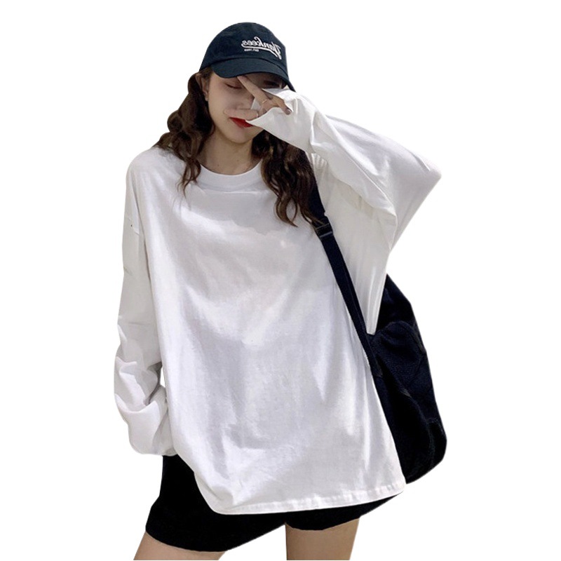 Long-Sleeved T-Shirt for Women Ins Trbottomy Popular Inner Top for Women 2025 Spring & Fall Versatile Pure Color Long Bottoming Shirt for Women