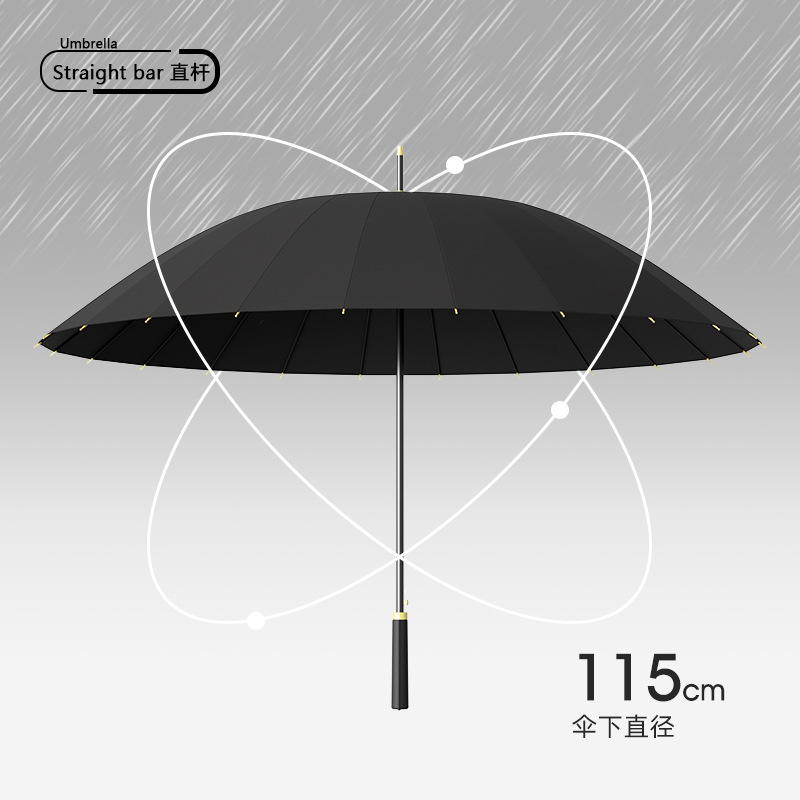 Picture of 24-bone umbrella automatic umbrella large oversized factory large wholesale straight rod long handle umbrella sunny and rainy dual-use printed logo