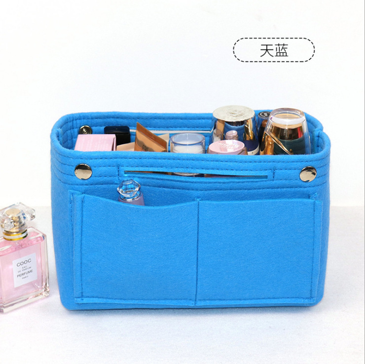 Picture of Factory wholesale felt cosmetic bag multi-functional Women's Travel liner bag large capacity felt snap storage bag