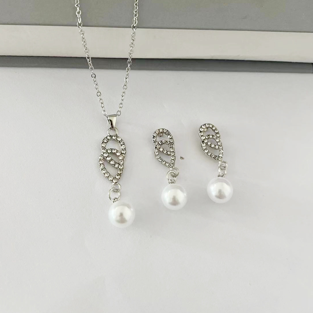 Picture of Cross-border New Jewelry suit Women's Fashion All-match Rhinestone Zircon Necklace Earrings Ring Watch Accessories