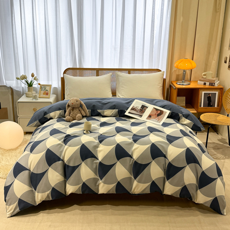 Picture of Cotton brushed duvet cover single piece modern simple single double dormitory thickened quilt cover pure cotton duvet cover single piece
