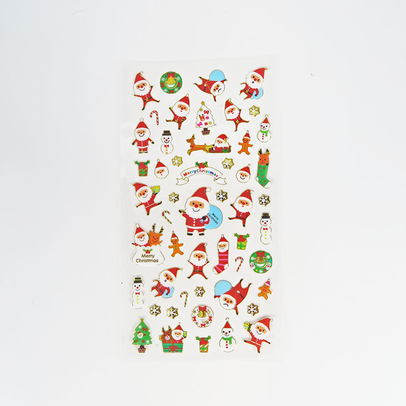 Picture of Spot Wholesale Christmas Stickers DIY Hot Stamping Transparent Decorative Gifts Pvc Cartoon Kidsren Reward Christmas Stickers