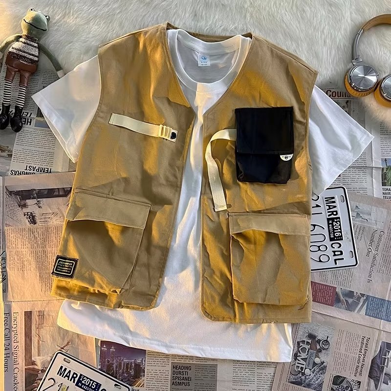 Picture of Men's and women's medium and large children's workwear vest versatile street shot hip hop watch performance vest top parent-child DIY printed logo