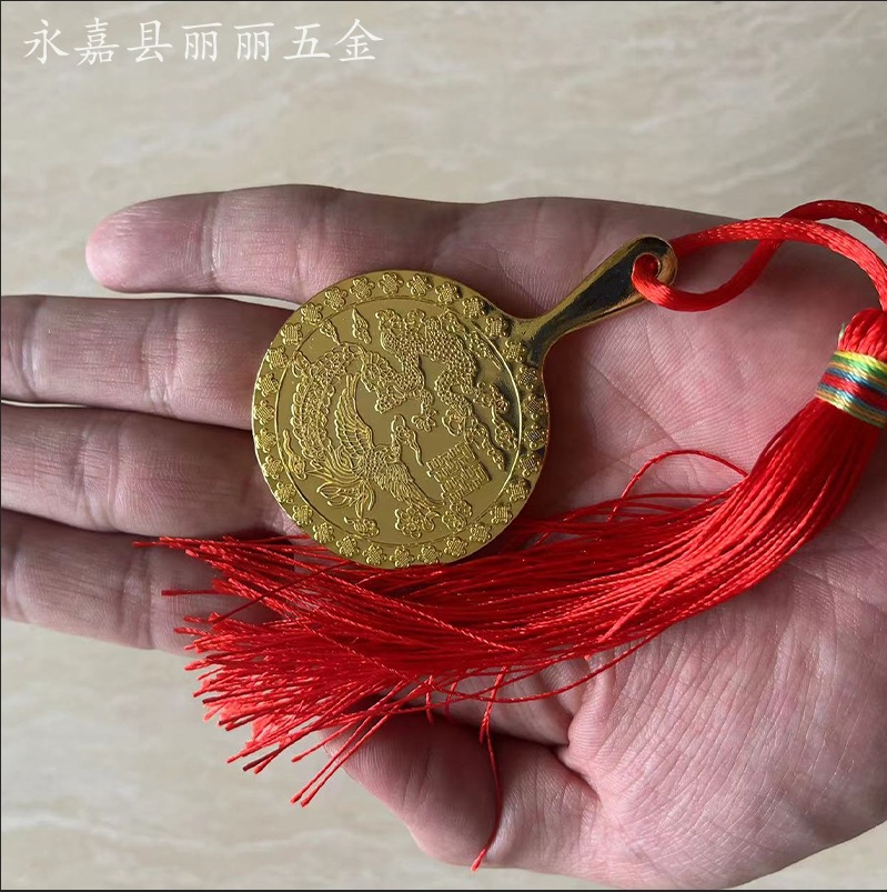 Picture of Wedding Mirror, Dowry Mirror for the Bride, Waist Mirror, Dragon and Phoenix Mirror, Alloy Round Eight-Trigram Mirror, Wedding Gift, Festive Wedding Celebration