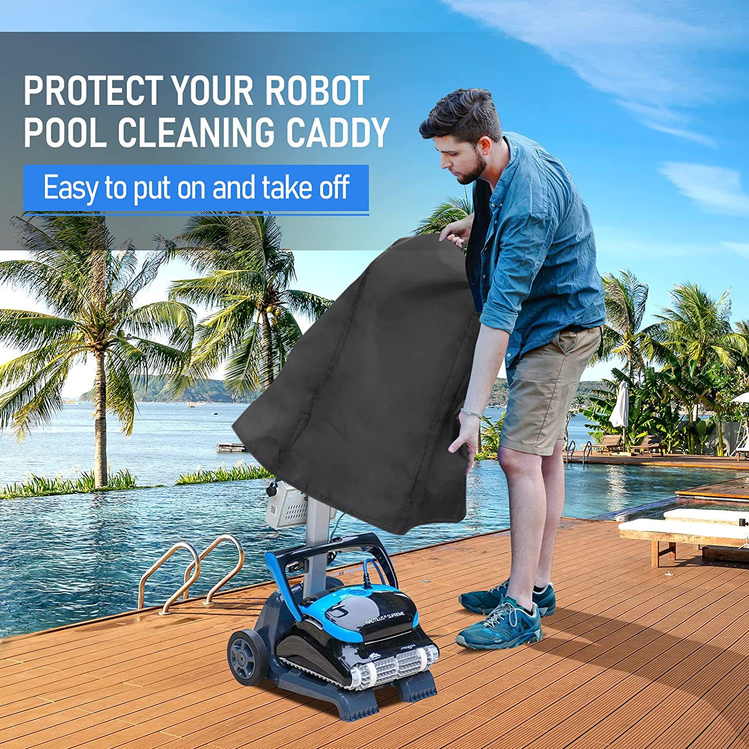 Picture of 210D420D Oxford Cloth Waterproof Sewage Suction Machine Cover, Decontamination Drain Machine Protective Cover, Pool Cleaning Machine Dust Cover