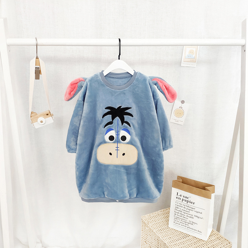 Picture of 10-30kg Middle and Large Children Can Open Button Anti-Kick and Anti-Cold Sleeping Bag Primary School Dormitory Autumn and Winter Coral Velvet Thermal Robe
