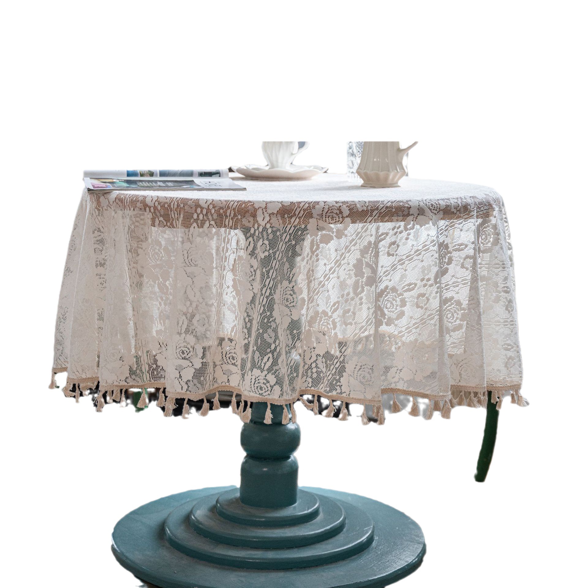Picture of Yiman Qi Yun Mori Pastoral Crochet Cover Towel Tablecloth Woven Tablecloth Hollow Tablecloth Tablecloth Towel Shooting Props
