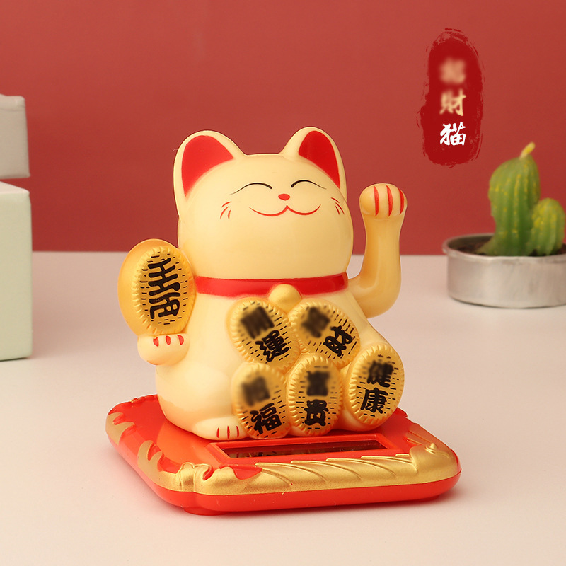 Picture of 2.5 inch solar lucky cat trumpet Chinese waving cat decorations car interior decoration car ornaments home with the same style