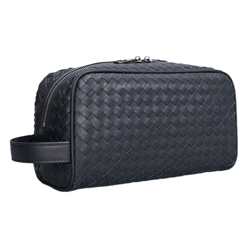 New Handbag Men's Genuine Leather Braided Top Layer Cowhide Men's Clutch Clutch Bag Men's Hand Bag Portable Toiletry Bag