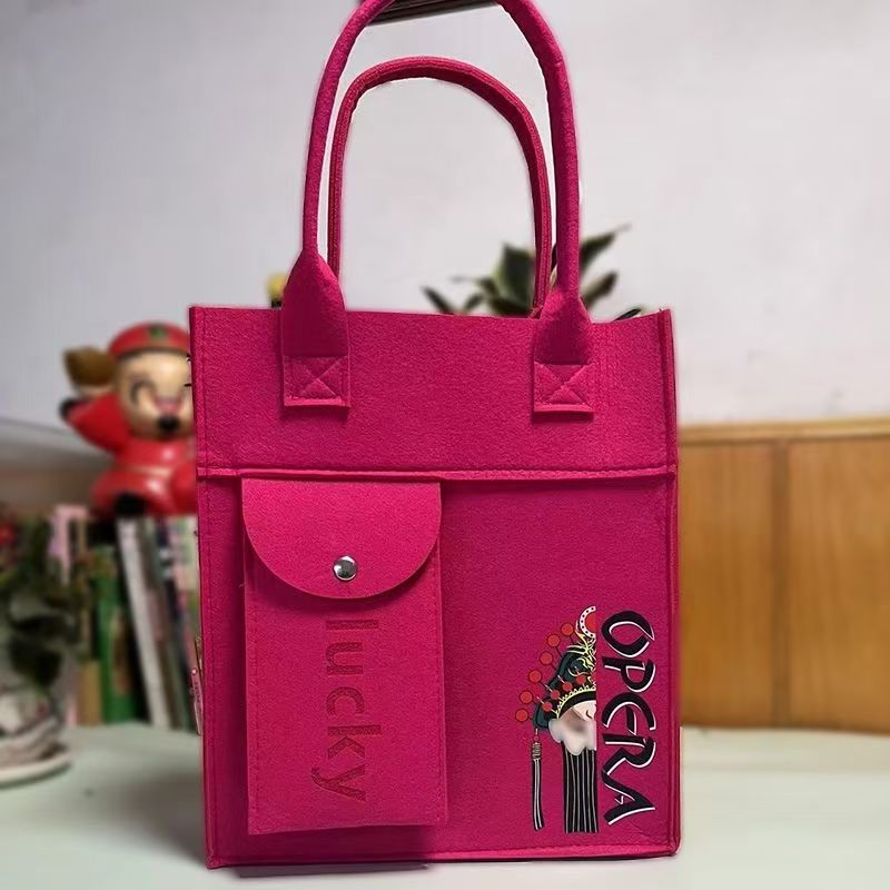 New Felt Handbag Handbag for Men and Women, Tutoring Students, Internet Celebrity Fashion Korean Version Large Capacity Bag