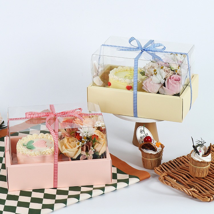 New Flower Cake All-In-One Box Valentine's Day Box Goddess' Day 520 Bouquet Dessert Packaging Companion Gift Box