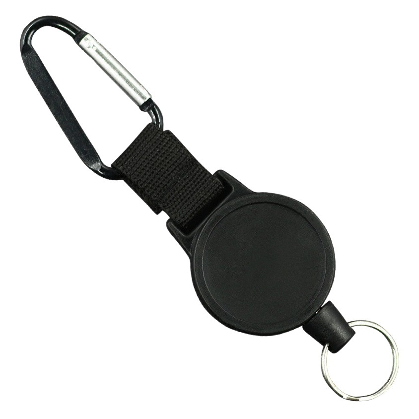 Outdoor high elastic 4.0 webbing mountaineering buckle anti-lost anti-theft key ring black retractable easy pull buckle easy to pull