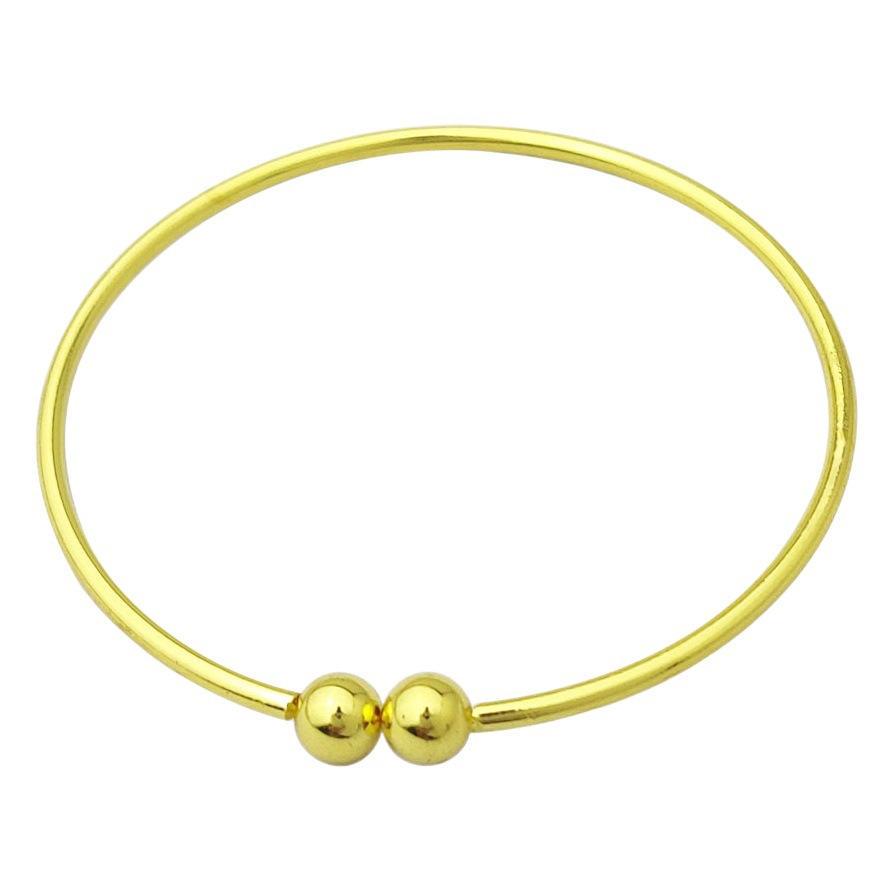 Korean Style Simple and Versatile Silver-Plated Garlic Bracelet Open C-Shaped Double Bead Bracelet Douyin Live Broadcast Small Gift Wholesale