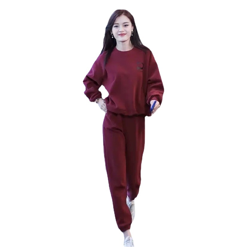 Picture of Casual sports suit women's Spring and Autumn New Fashion Korean style loose round neck plus size sweater two-piece set