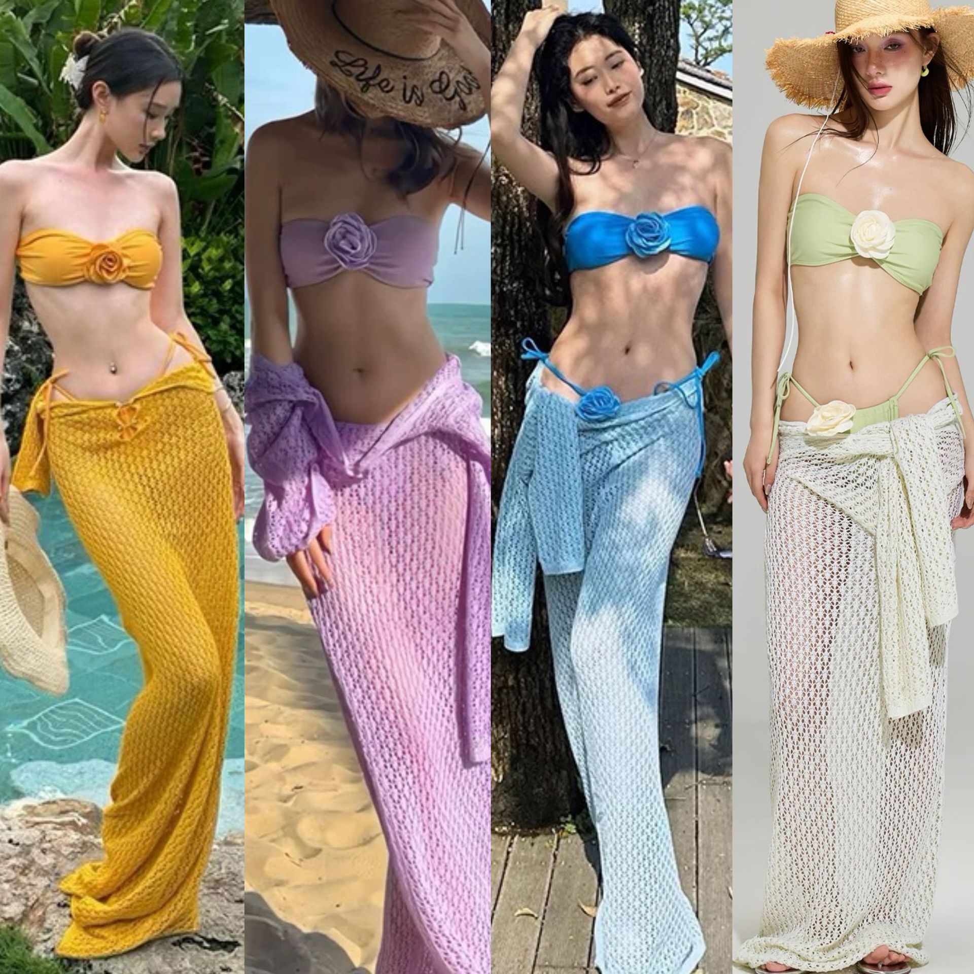 New Thai Swimsuit Yellow Blouse Holiday Long Dress Swimsuit Bikini Photo Beautiful High-end Hot Spring Swimsuit