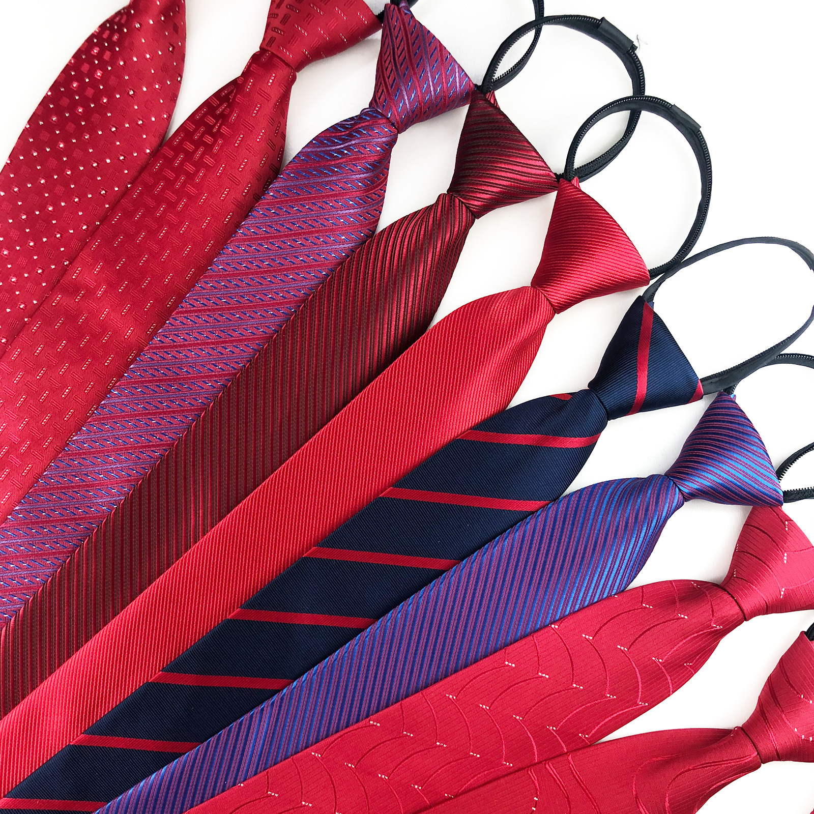 Picture of Men's tie business lazy striped zipper Korean version of wholesale formal jacquard polyester yarn-dyed 8cm easy to pull professional