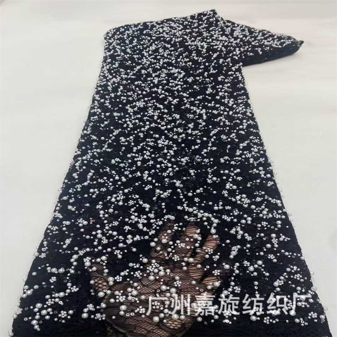 In-Stock Embroidered Lace Bead Tube Bubble Bead Sequin Embroidery Stage Fashion Wedding Dress Evening Gown Fabric French Lace