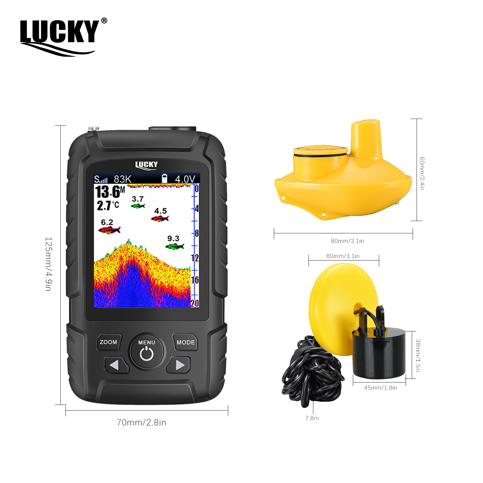 LUCKY wired wireless fish finder dual-band fish finder HD color screen fish finder