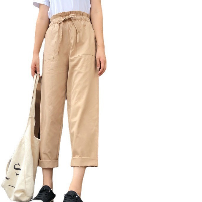 Picture of 2025 New Summer Students Loose Korean-style Harem Pants All-match BF Style High Waist Wide Leg Casual Trendy Pants for Women