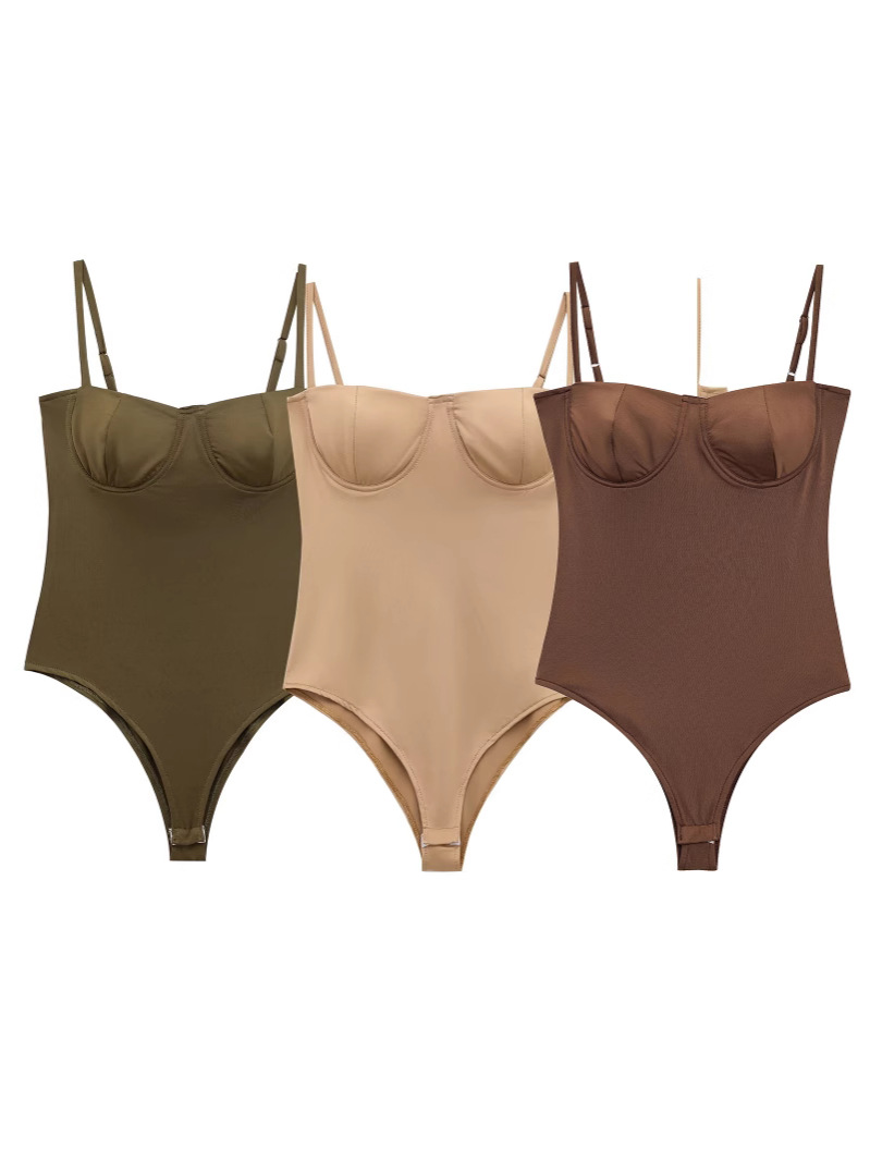 ZA European and American style cross-border 2025 new spring women's tight-fitting close-fitting slimming silk satin texture underwear style jumpsuit