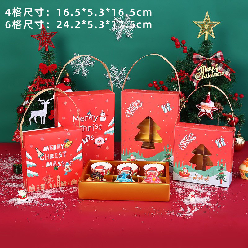 Christmas Snowflake Crisp Packaging Box Handmade Baking Flow Souffle Handheld Gift Box Christmas Eve Nougat Cookie Box