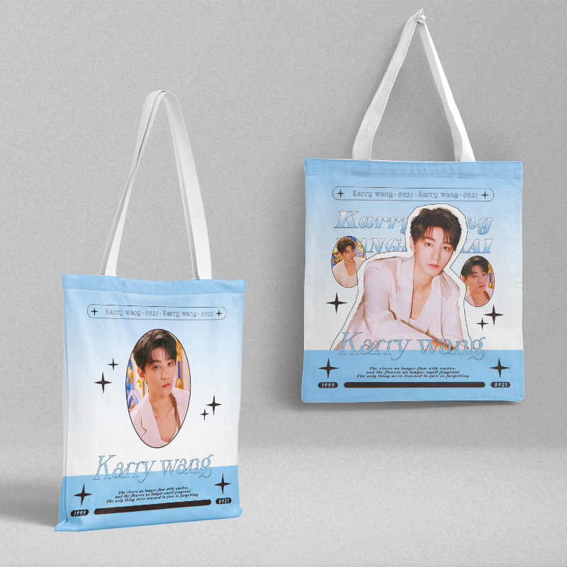 Karry Wang TFBOYS Canvas Bag Length 39CM Width 36CM Star Peripheral Student Handbag Shopping Bag