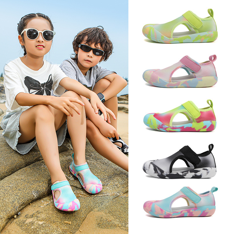 Sports Sandals for Kidsren 2025 Summer Girls Beach Shoes Outdoor Hiking Shoes Trendy Boys and Girls Shoes Baotou Kidsren's Shoes