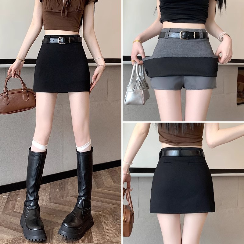 2024 New Spring and Summer Slim Black Sheath Skirt Women's All-match Casual Elegant High Waist A- Line Suit Skirt