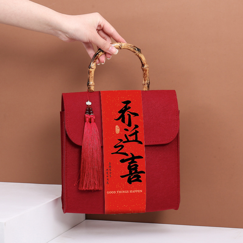 Popular Gift Bag for the Year of the Snake, Small Sweet Potato, Same Style Bamboo Felt Bag, Logo Customized Souvenir Felt Tote Bag