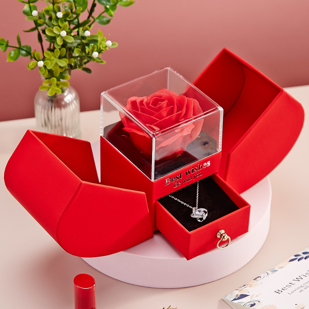 Picture of Love Apple Rose Jewelry Box Necklace Ring Hand Jewelry Send Friends Tanabata Christmas Birthday Gift Box