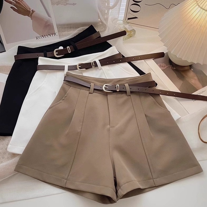 2024 Summer New Fashion Versatile High-Waisted Slimming Suit Shorts Casual Wide-Leg Shorts Women's Internet Celebrity
