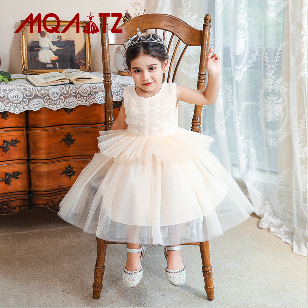 2024 AliExpress Puffy Cake Veil Dress Children Flower Girl's Birthday Piano Performance Dress Girl's Flower Princess Dress