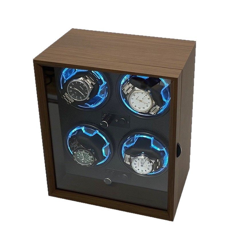 Foreign Trade Version of Walnut Pattern Wooden 4-Position Electric Mechanical Watch Winding Machine with Four Positions Fully Automatic Winder