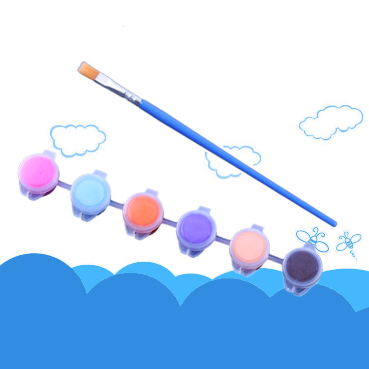 Picture of 3ml 6-piece 12-color acrylic plastic box plastic brush acrylic paint set gypsum watercolor painting