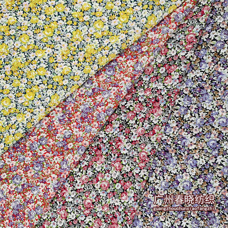 2023 New Pearl chiffon printed early spring fresh small floral fabric semi-transparent women's shirt dress fabric