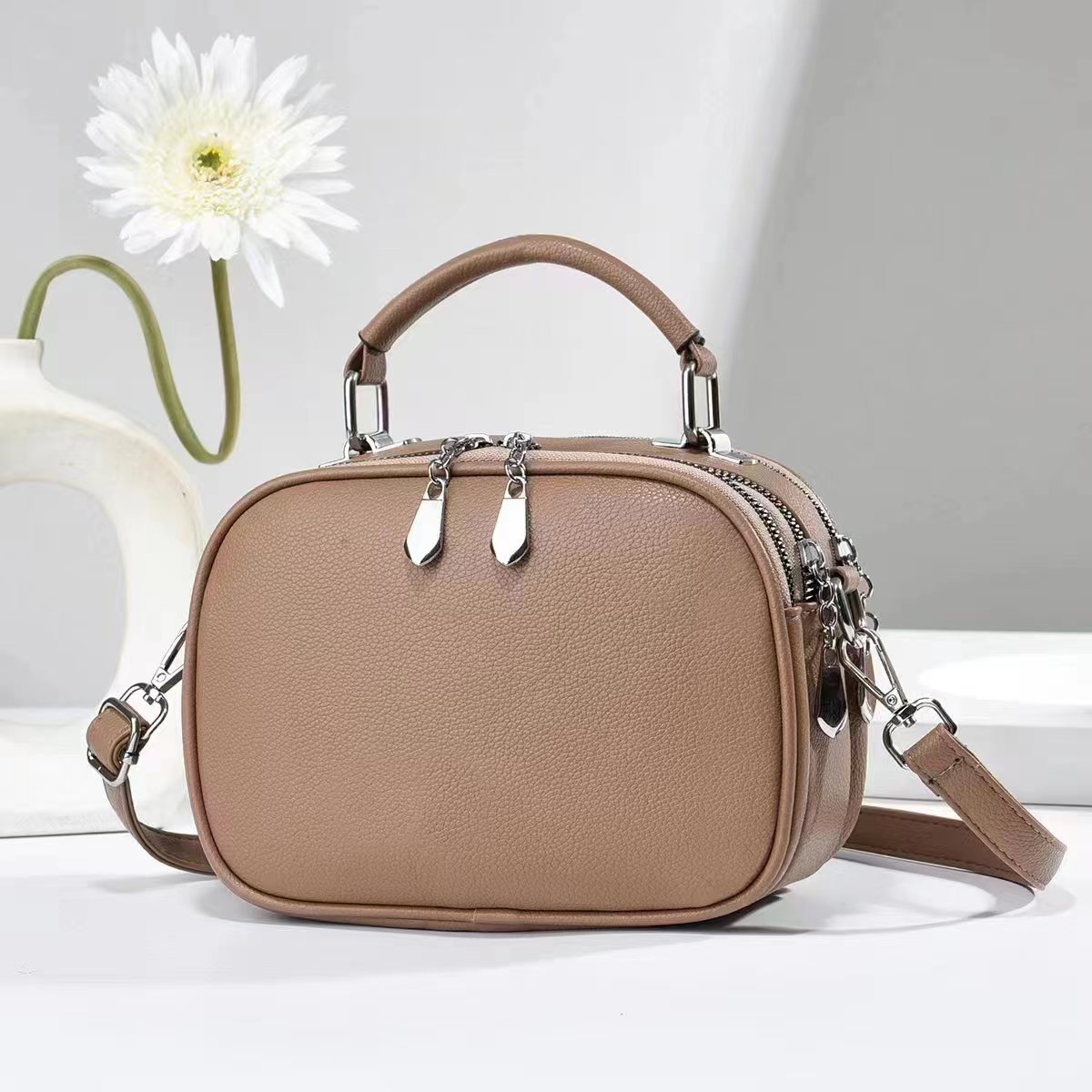 Picture of 2024 New Fashion shoulder bag western style messenger bag large capacity Korean style small square bag texture trendy multi-layer mobile phone bag