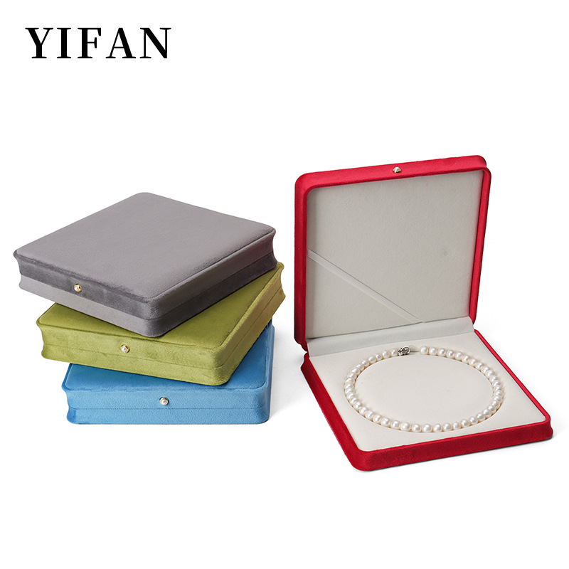 Rounded Pearl PU leather necklace box jewelry box bead chain Pearl storage box mother chain Pearl box gift box