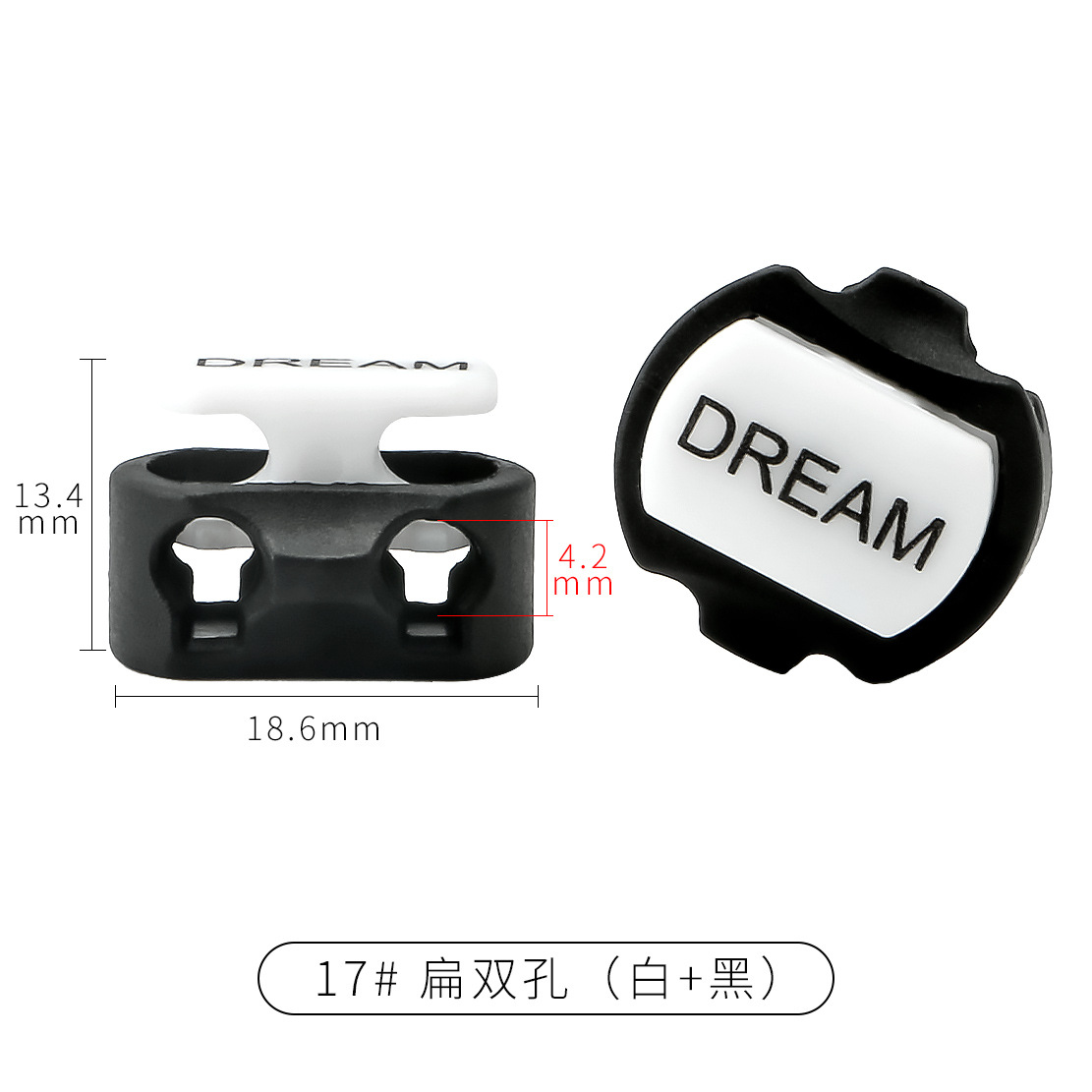 Picture of Manufacturer Plastic Adjustable Elastic Belt Spring Buckle with Rope Pig Nose Buckle Single and Double Holes Round Black Transparent Drawstring Buckle