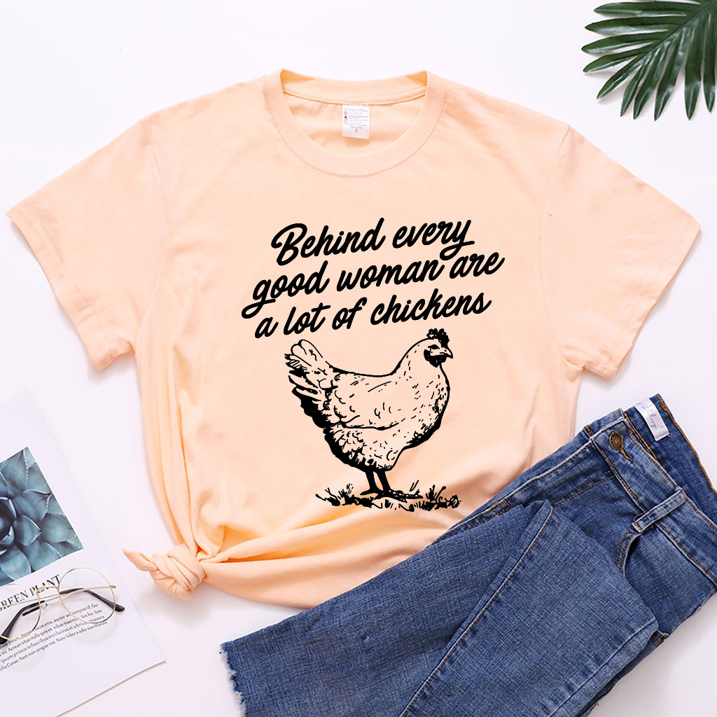 2020 Spring Cross-border New Style Behind eveny Hen Letter Printed Pattern Women's T-shirt